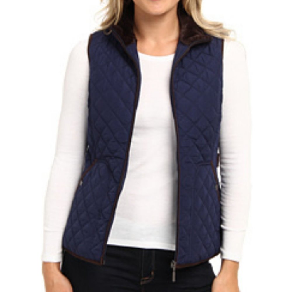 NWOT Weatherproof quilted faux fur-lined vest